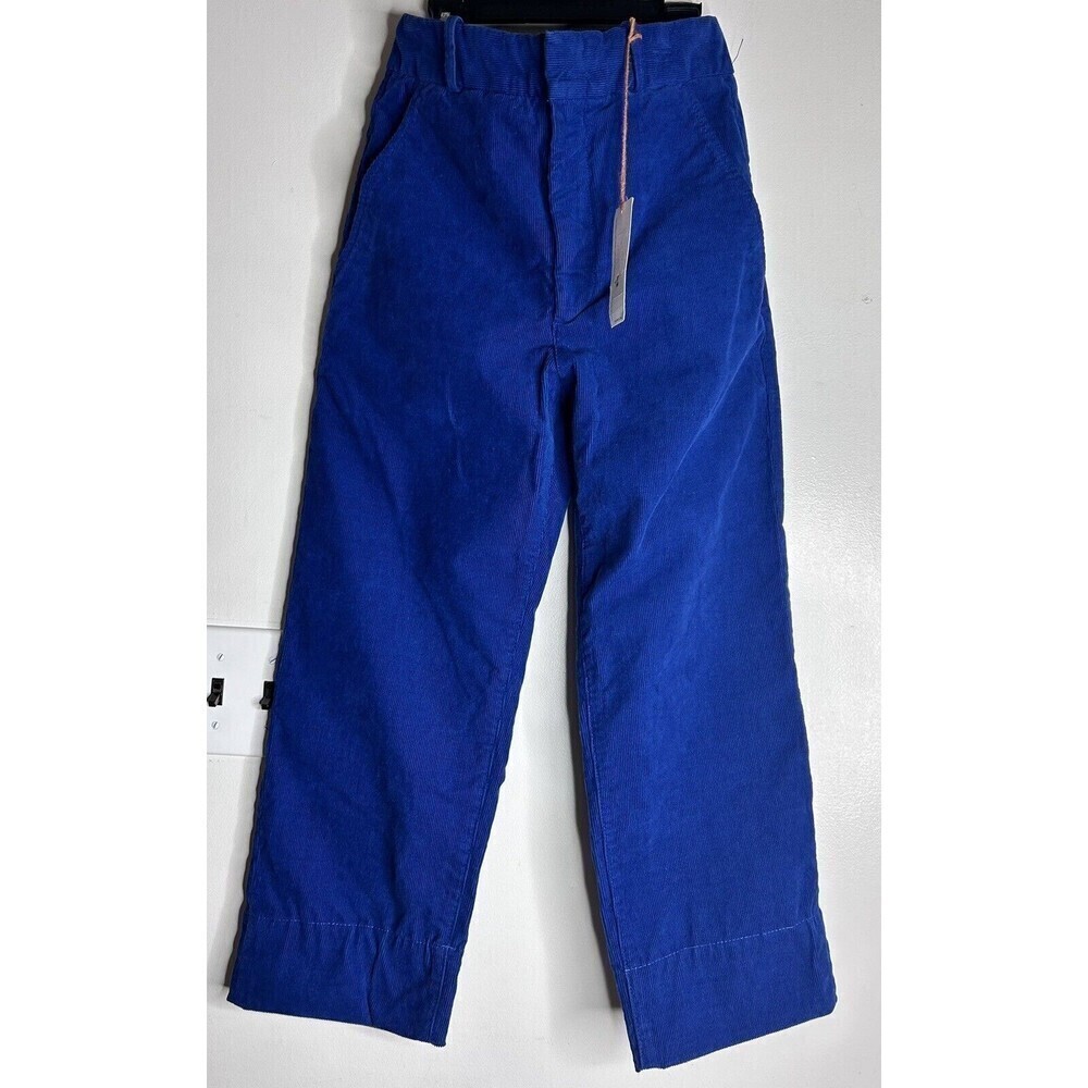 New Adriano Goldschmied Elvie High Rise Crop Trouser Royal‎ Blue Corduroy Sz 26
